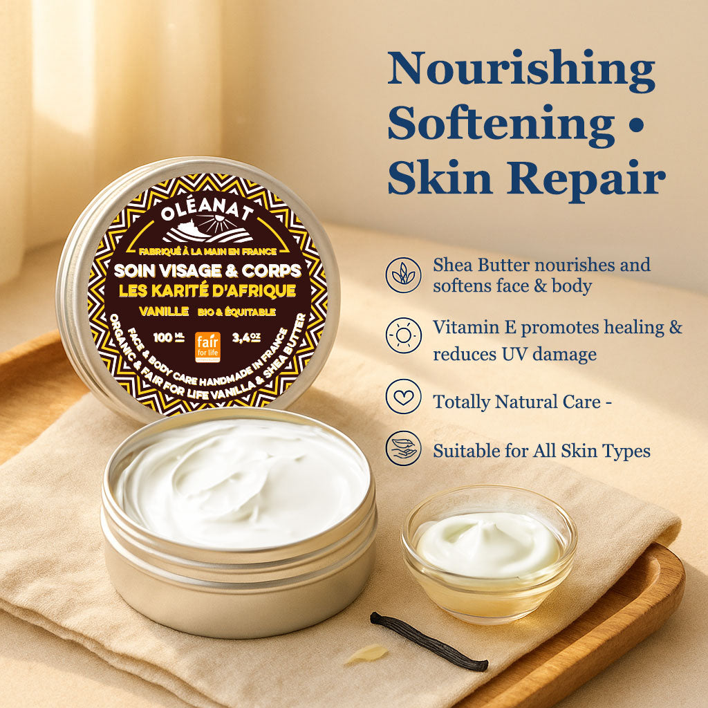 Oleanat Organic Vanilla Shea Butter – Nourishing Moisturizing Cream for Face & Body (100ml)