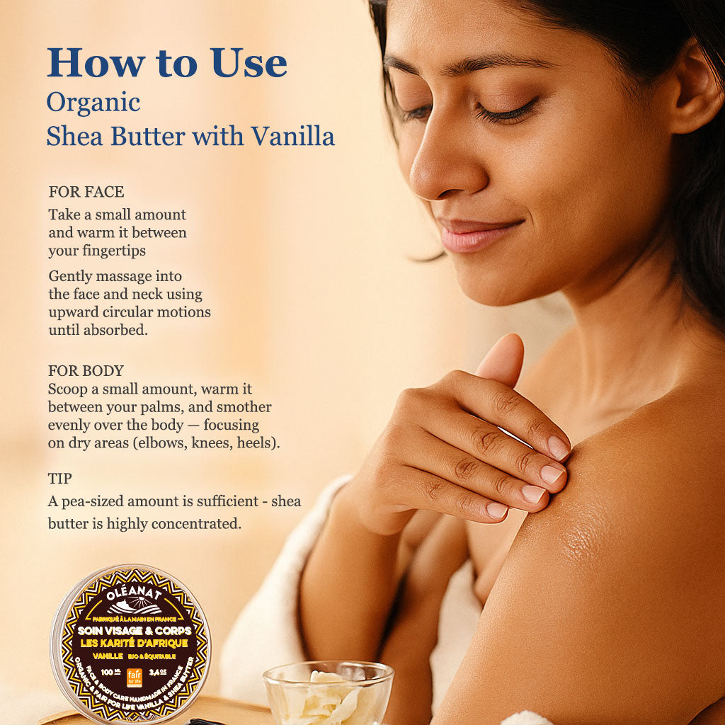 Oleanat Organic Vanilla Shea Butter – Nourishing Moisturizing Cream for Face & Body (100ml)