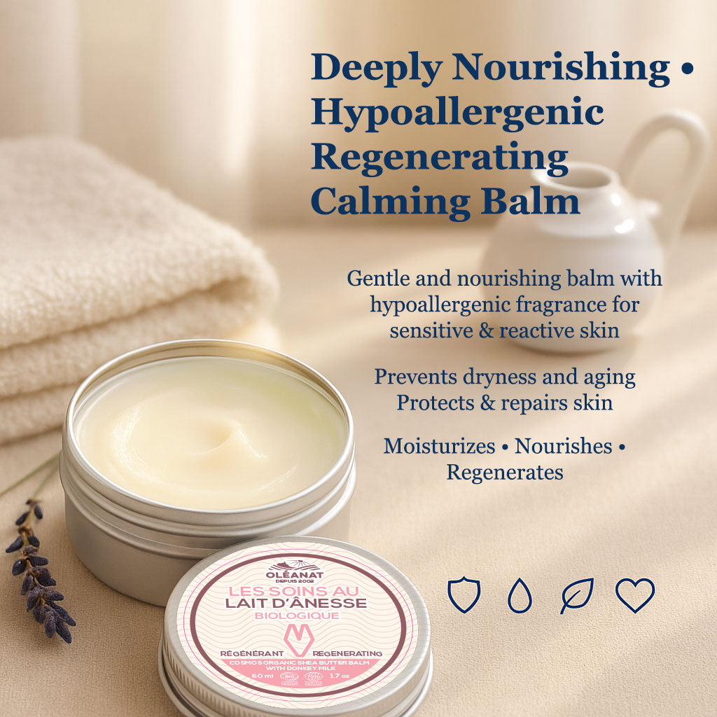 Oleanat Organic Shea Butter Balm with Donkey Milk – Regenerating & Nourishing Face & Body Moisturizer (50ml)