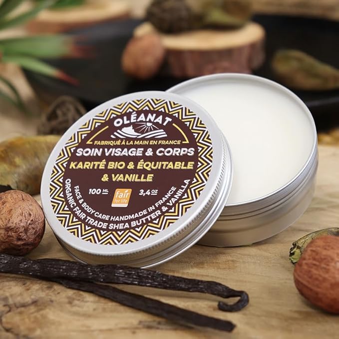 Oleanat Organic Vanilla Shea Butter – Nourishing Moisturizing Cream for Face & Body (100ml)