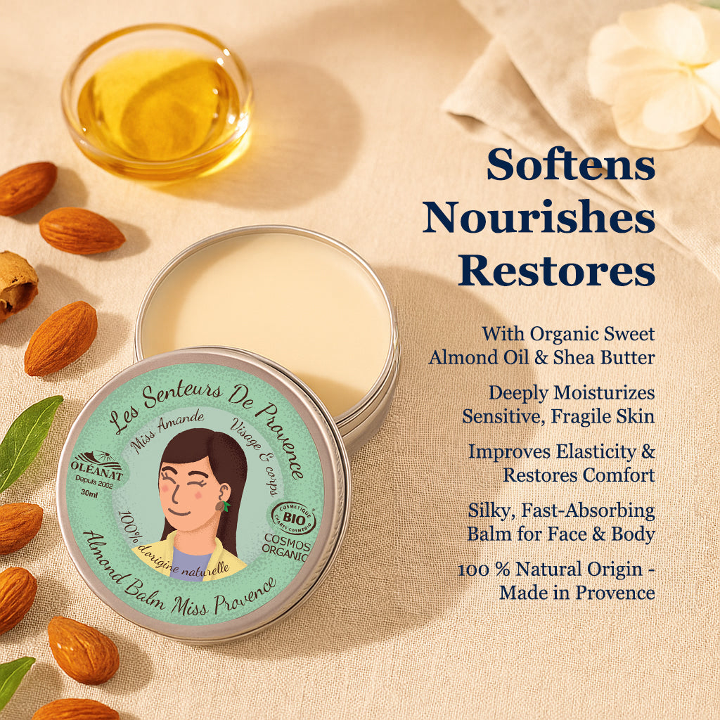 Organic Sweet Almond Balm - Nourishing & Soothing Moisturizing Cream 30ml