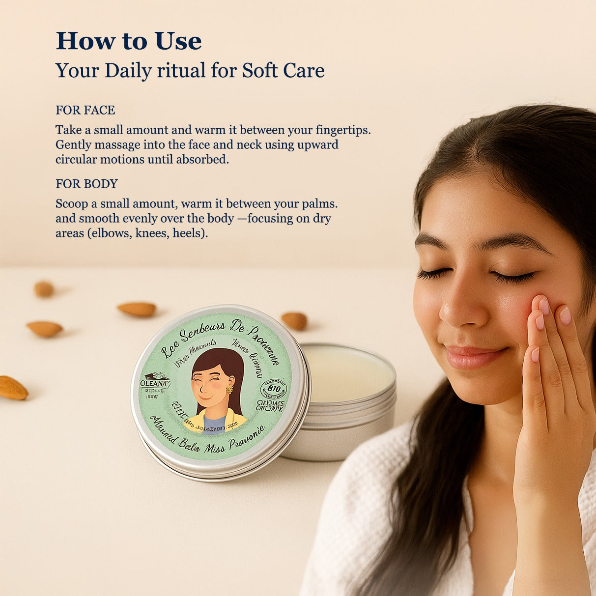 Organic Sweet Almond Balm - Nourishing & Soothing Moisturizing Cream 30ml