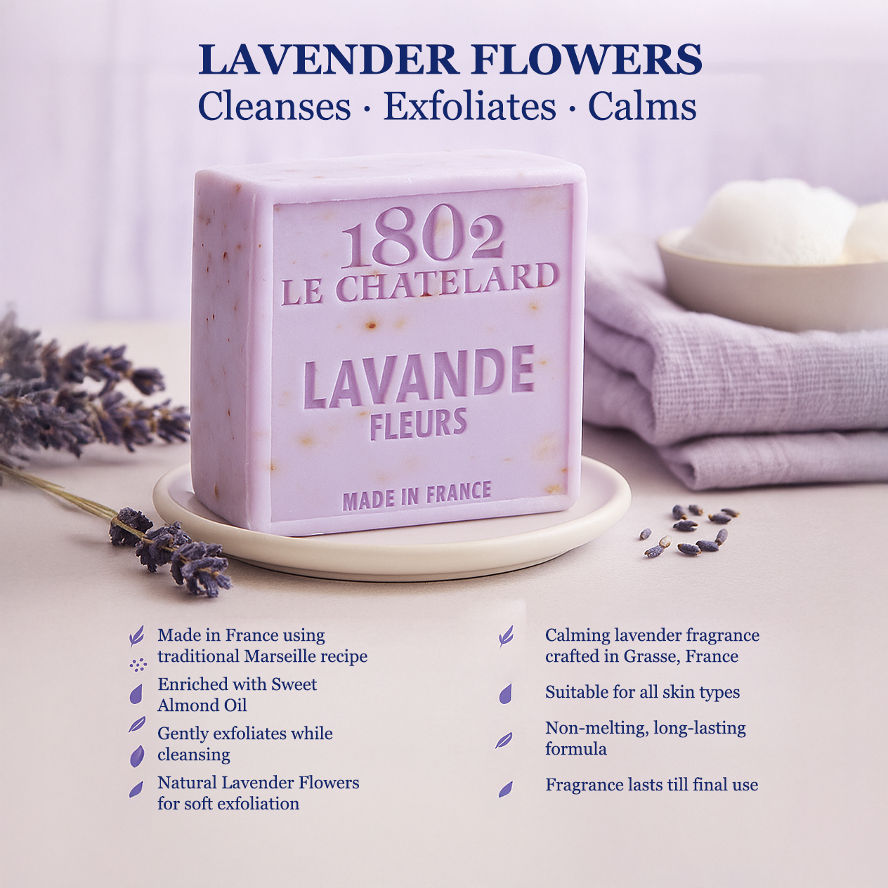 Palm Oil Free Exfoliating - Lavender Flowers